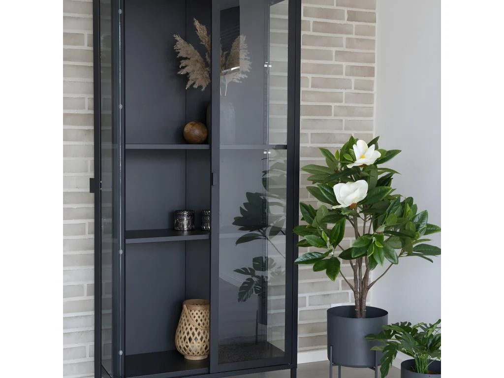 Brisbane - Vaisselier En Verre Et Métal H175cm - Couleur - Noir 4 Brisbane - Vaisselier En Verre Et Métal H175cm - Couleur - Noir – Image 2