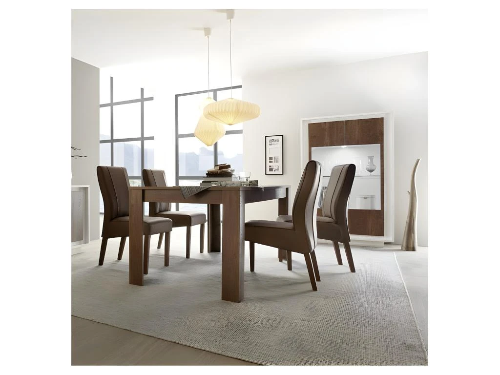 Vitrine 2 Portes Blanc/Chêne Foncé - RIMINI 5 Vitrine 2 Portes Blanc/Chêne Foncé - RIMINI – Image 3