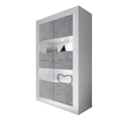 Vitrine COMETE - LEDs - 4 Portes - Blanc Laqué & Béton 12 Vitrine COMETE - LEDs - 4 Portes - Blanc Laqué & Béton -Pas Cher Mobiliora Magasin vitrine 15893419