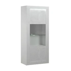 Vitrine 1 Porte Laqué Blanc à LEDs - MARKS