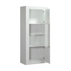 Vitrine 1 Porte Laqué Blanc à LEDs - MARKS -Pas Cher Mobiliora Magasin vitrine 17626027