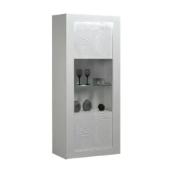 Vitrine 1 Porte Laqué Blanc à LEDs - MARKS -Pas Cher Mobiliora Magasin vitrine 17626031