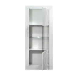 Vitrine 1 Porte Laqué Blanc à LEDs - MARKS -Pas Cher Mobiliora Magasin vitrine 17626033