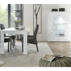 Vitrine 2 Portes Laqué Blanc Brillant à LEDs - KIOO -Pas Cher Mobiliora Magasin vitrine 17626041