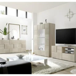 Vitrine 2 Portes Chêne Clair - TICATO -Pas Cher Mobiliora Magasin vitrine 17626053