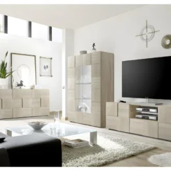 Vitrine 2 Portes Chêne Clair - TICATO -Pas Cher Mobiliora Magasin vitrine 17626055