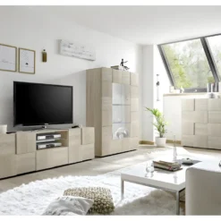 Vitrine 2 Portes Chêne Clair - TICATO -Pas Cher Mobiliora Magasin vitrine 17626057