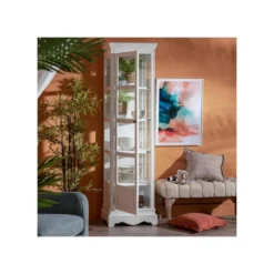 Vitrine 5 Niches Bois/Verre Blanc - CHANTALE 9 Vitrine 5 Niches Bois/Verre Blanc - CHANTALE -Pas Cher Mobiliora Magasin vitrine 17626085