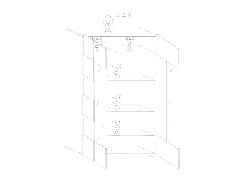 Vitrine 2 Portes Laqué Gris Brillant - BARI 5 Vitrine 2 Portes Laqué Gris Brillant - BARI – Image 3