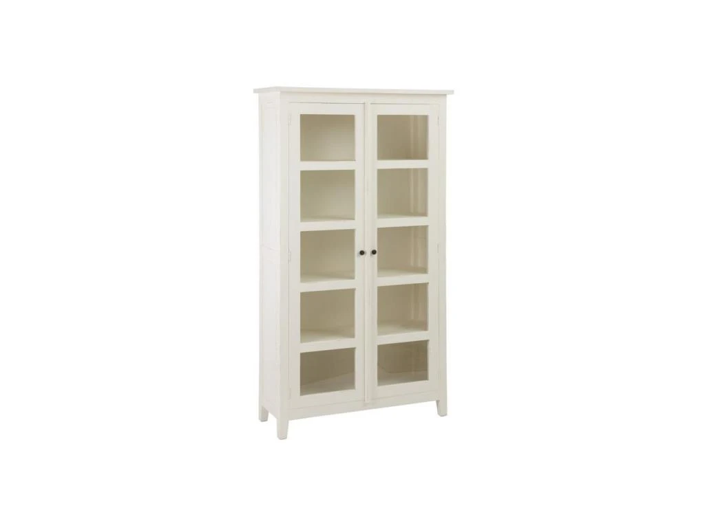 Vitrine 2 Portes Bois Blanc Cassé - UWAZI 3 Vitrine 2 Portes Bois Blanc Cassé - UWAZI