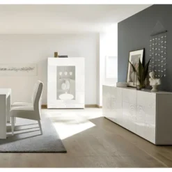 Vitrine 2 Portes Laqué Blanc Brillant - BARI -Pas Cher Mobiliora Magasin vitrine 17626187