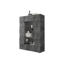 Vitrine 2 Portes Béton Ciré Foncé - TICATO