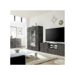 Vitrine 2 Portes Béton Ciré Foncé - TICATO -Pas Cher Mobiliora Magasin vitrine 17626197