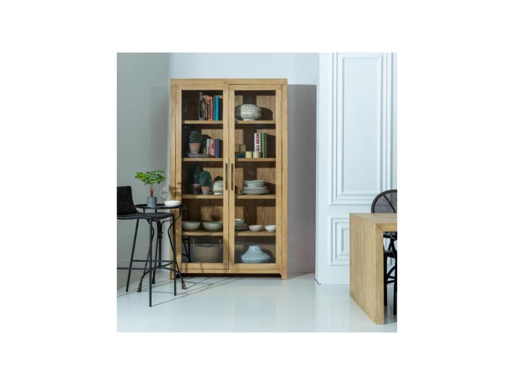 Vitrine 4 étagères Bois D'orme Massif - IMANI 4 Vitrine 4 étagères Bois D'orme Massif - IMANI – Image 2