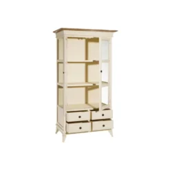 Vitrine 2 Portes 4 Tiroirs Bois/Crème - NICOLE -Pas Cher Mobiliora Magasin vitrine 17626315