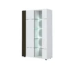 Vitrine 2 Portes Gris/Blanc Brillant - WATOM 1 Vitrine 2 Portes Gris/Blanc Brillant - WATOM -Pas Cher Mobiliora Magasin vitrine 17626335