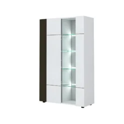 Vitrine 2 Portes Gris/Blanc Brillant - WATOM