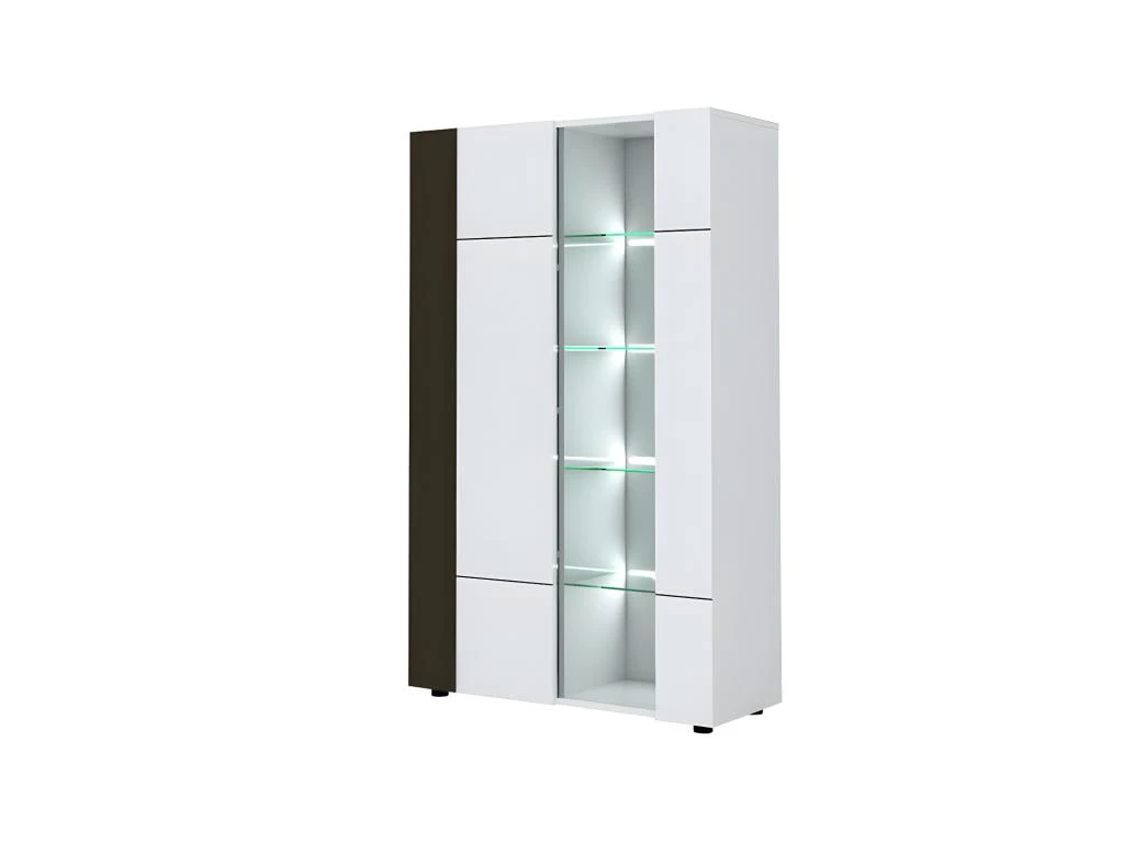 Vitrine 2 Portes Gris/Blanc Brillant - WATOM 3 Vitrine 2 Portes Gris/Blanc Brillant - WATOM