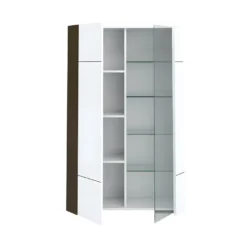 Vitrine 2 Portes Gris/Blanc Brillant - WATOM 13 Vitrine 2 Portes Gris/Blanc Brillant - WATOM -Pas Cher Mobiliora Magasin vitrine 17626345