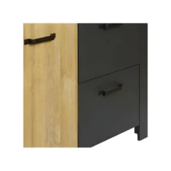 Vitrine 3 Portes 2 Tiroirs Chêne Naturel/Noir - ARTEMIS -Pas Cher Mobiliora Magasin vitrine 17635973