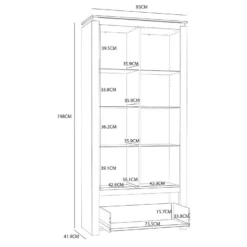 Vitrine H198 Cm Décor Chêne Clair Et Noir Avec Poignées Métal - LEILA -Pas Cher Mobiliora Magasin vitrine 17701689