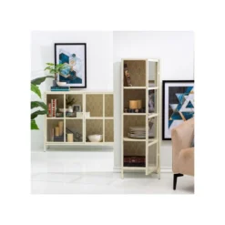 Vitrine 1 Porte Dessins Géométriques Blanc/Métal- HEXA -Pas Cher Mobiliora Magasin vitrine 17786511