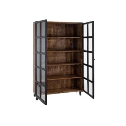 Vitrine 2 Portes Bois/Noir - JUPLO -Pas Cher Mobiliora Magasin vitrine 17786535