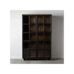 Vitrine 2 Portes Bois/Noir - JUPLO -Pas Cher Mobiliora Magasin vitrine 17786537