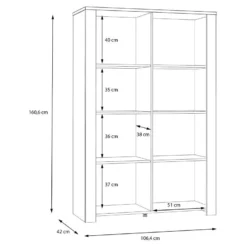 Vitrine H161 Cm Décor Chêne Gris Et Clair Avec Poignées Noir - ANTIBES 11 Vitrine H161 Cm Décor Chêne Gris Et Clair Avec Poignées Noir - ANTIBES -Pas Cher Mobiliora Magasin vitrine 17817169