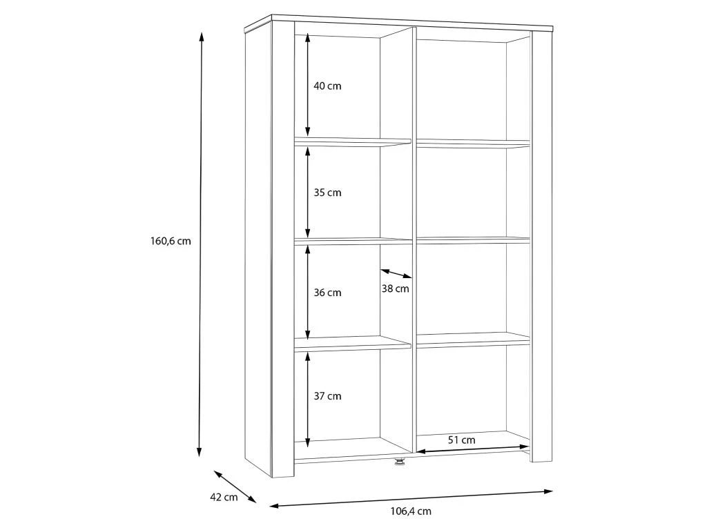 Vitrine H161 Cm Décor Chêne Gris Et Clair Avec Poignées Noir - ANTIBES 7 Vitrine H161 Cm Décor Chêne Gris Et Clair Avec Poignées Noir - ANTIBES – Image 5