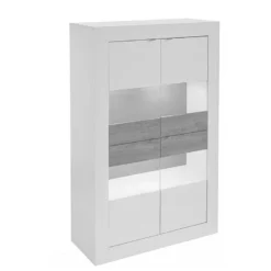 Vitrine COMETE - LEDs - 4 Portes - Blanc Laqué -Pas Cher Mobiliora Magasin vitrine 19734047