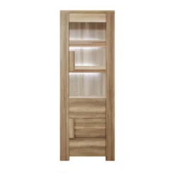Vitrine 2 Portes Chêne Blond - FRUITA - L 720 X L 47 X H 195 Cm