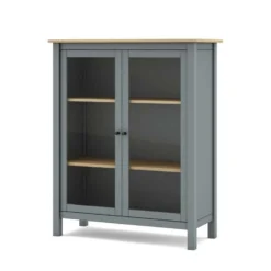 Vitrine 2 Portes Kaki/Bois - VOLCAN -Pas Cher Mobiliora Magasin vitrine 20939965