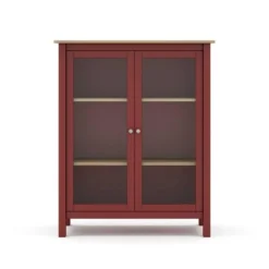 Vitrine 2 Portes Rouge/Bois - VOLCAN -Pas Cher Mobiliora Magasin vitrine 20939973
