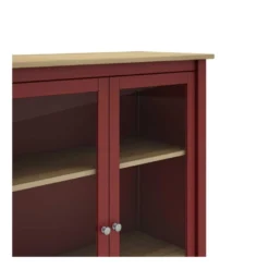 Vitrine 2 Portes Rouge/Bois - VOLCAN -Pas Cher Mobiliora Magasin vitrine 20939977