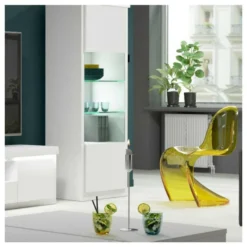 Vitrine 1 Porte Blanc Laqué/ Leds - ESPRIT