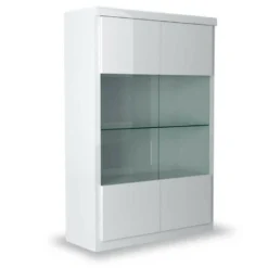 Vitrine 2 Portes Blanc Laqué/ Leds - ESPRIT -Pas Cher Mobiliora Magasin vitrine 21155267