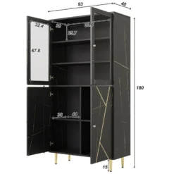 Vitrine Avec 2 Portes En Verre Et éclairage LED - Décorée De Rayures Dorées - Hauteur 180cm - Noir 16 Vitrine Avec 2 Portes En Verre Et éclairage LED - Décorée De Rayures Dorées - Hauteur 180cm - Noir -Pas Cher Mobiliora Magasin vitrine 21224071
