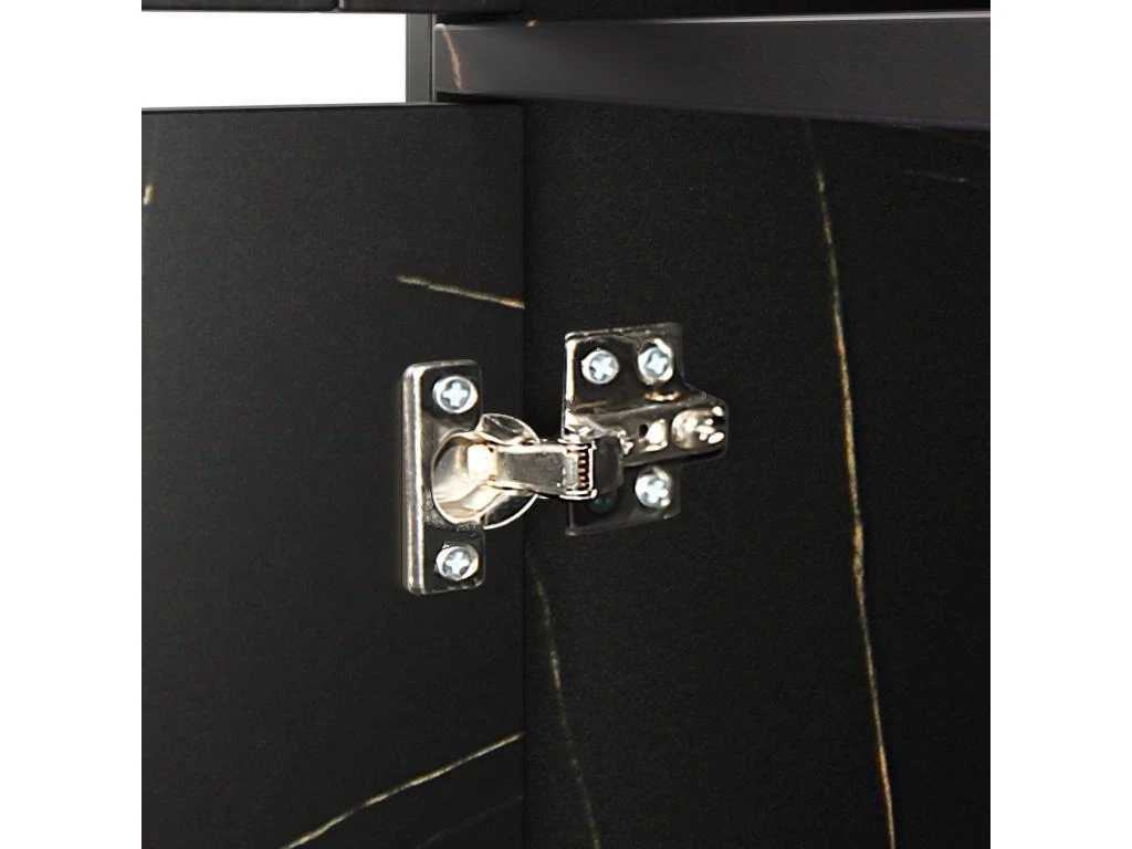 Vitrine Avec 2 Portes En Verre Et éclairage LED - Décorée De Rayures Dorées - Hauteur 180cm - Noir 9 Vitrine Avec 2 Portes En Verre Et éclairage LED - Décorée De Rayures Dorées - Hauteur 180cm - Noir – Image 7