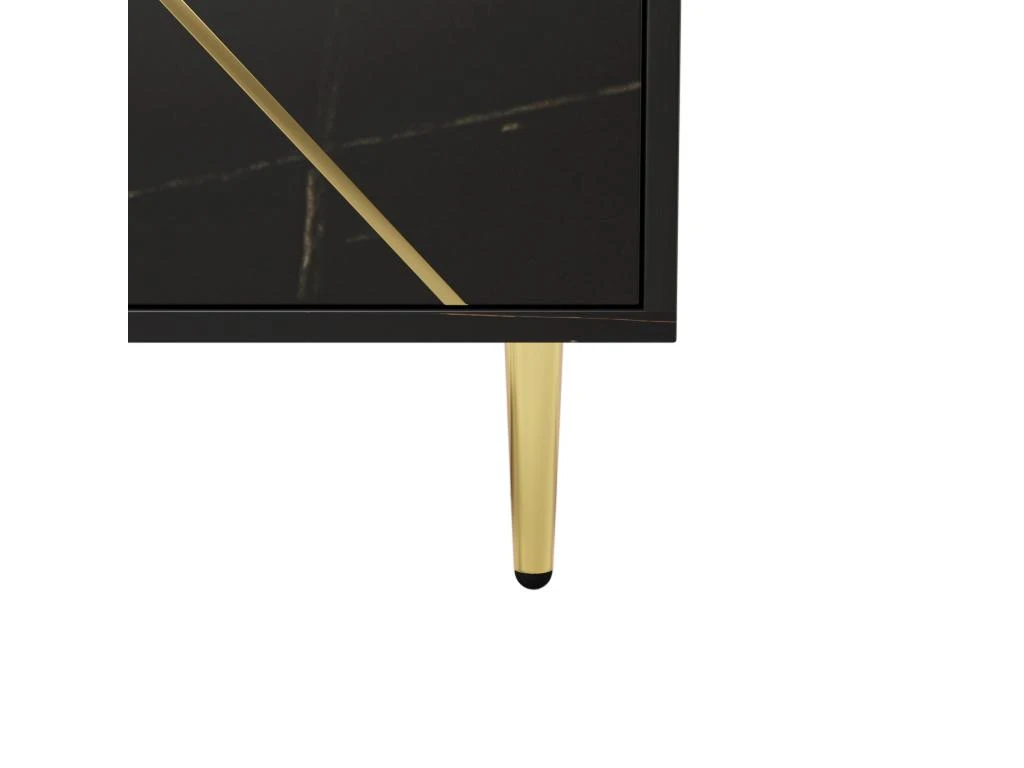 Vitrine Avec 2 Portes En Verre Et éclairage LED - Décorée De Rayures Dorées - Hauteur 180cm - Noir 10 Vitrine Avec 2 Portes En Verre Et éclairage LED - Décorée De Rayures Dorées - Hauteur 180cm - Noir – Image 8