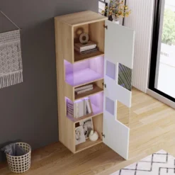 Vitrine Moderne Avec LED En 7 Couleurs Et 5 Compartiments - 180x52x40cm - Blanc -Pas Cher Mobiliora Magasin vitrine 21224087