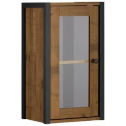 Élément Mural Avec 1 Porte Vitrée En Panneau De Partic. Chêne