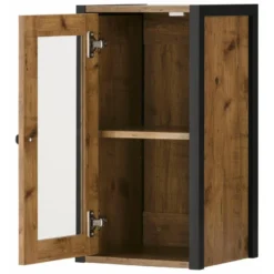 Élément Mural Avec 1 Porte Vitrée En Panneau De Partic. Chêne -Pas Cher Mobiliora Magasin vitrine 21676365