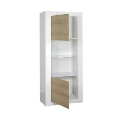 Vitrine 1 Porte Blanc/Chêne Clair à LEDs - MARKS 9 Vitrine 1 Porte Blanc/Chêne Clair à LEDs - MARKS -Pas Cher Mobiliora Magasin vitrine 21862891