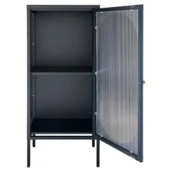 Adelaide - Petit Meuble De Rangement En Verre Et Métal H50cm - Couleur - Noir 15 Adelaide - Petit Meuble De Rangement En Verre Et Métal H50cm - Couleur - Noir -Pas Cher Mobiliora Magasin vitrine 22075093