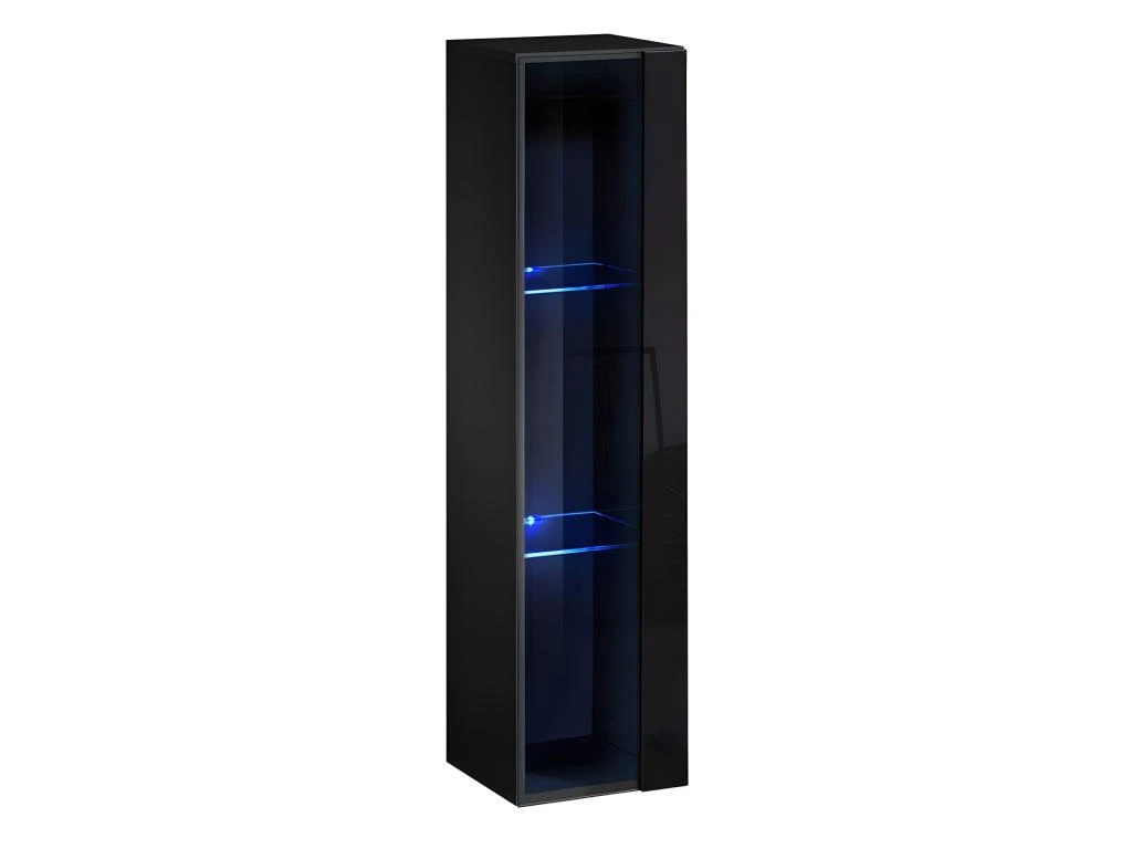 Vitrine Suspendue Noire Petit Modèle Avec 1 Porte Vitrée Et éclairage LED Inclus. Collection SWITCH. 3 Vitrine Suspendue Noire Petit Modèle Avec 1 Porte Vitrée Et éclairage LED Inclus. Collection SWITCH.