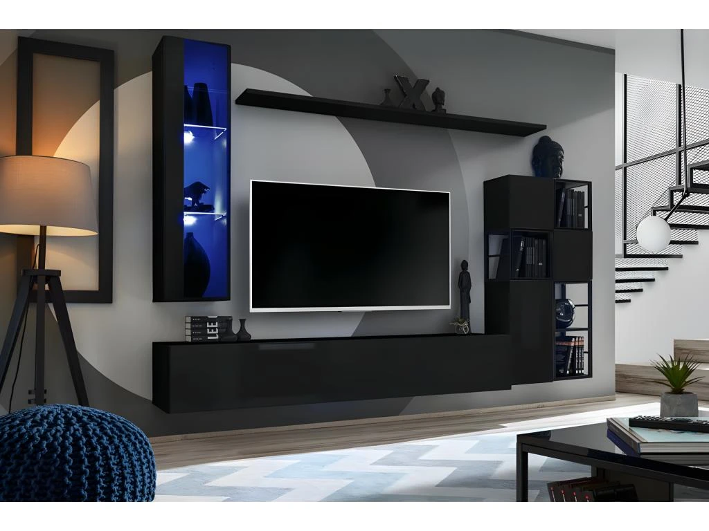 Vitrine Suspendue Noire Petit Modèle Avec 1 Porte Vitrée Et éclairage LED Inclus. Collection SWITCH. 4 Vitrine Suspendue Noire Petit Modèle Avec 1 Porte Vitrée Et éclairage LED Inclus. Collection SWITCH. – Image 2