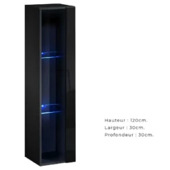Vitrine Suspendue Noire Petit Modèle Avec 1 Porte Vitrée Et éclairage LED Inclus. Collection SWITCH. 8 Vitrine Suspendue Noire Petit Modèle Avec 1 Porte Vitrée Et éclairage LED Inclus. Collection SWITCH. -Pas Cher Mobiliora Magasin vitrine 22128401