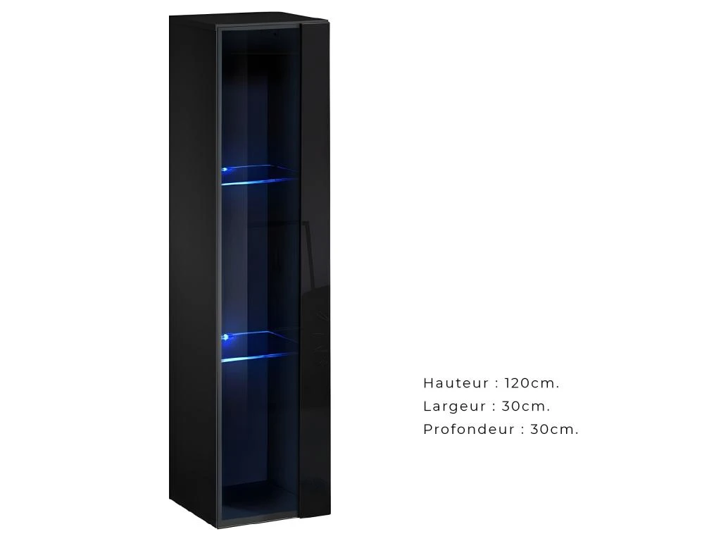Vitrine Suspendue Noire Petit Modèle Avec 1 Porte Vitrée Et éclairage LED Inclus. Collection SWITCH. 5 Vitrine Suspendue Noire Petit Modèle Avec 1 Porte Vitrée Et éclairage LED Inclus. Collection SWITCH. – Image 3