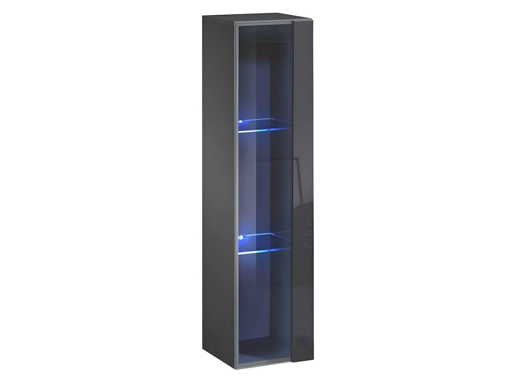Vitrine Suspendue Grise Petit Modèle Avec 1 Porte Vitrée Et éclairage LED Inclus. Collection SWITCH. 3 Vitrine Suspendue Grise Petit Modèle Avec 1 Porte Vitrée Et éclairage LED Inclus. Collection SWITCH.